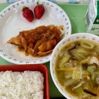 もぐもぐお話タイム給食＆常総市のいちご